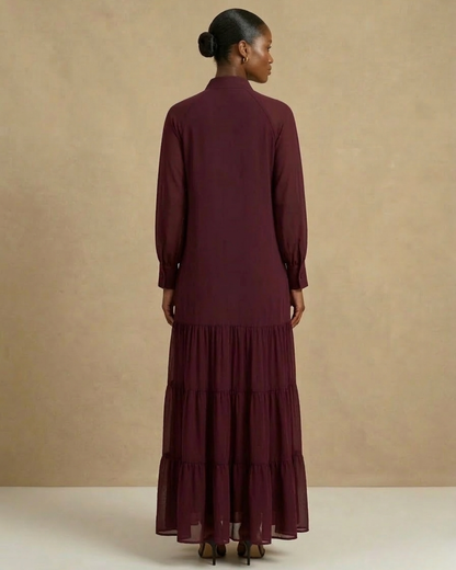 Palesa Tiered Maxi Dress - Maroon