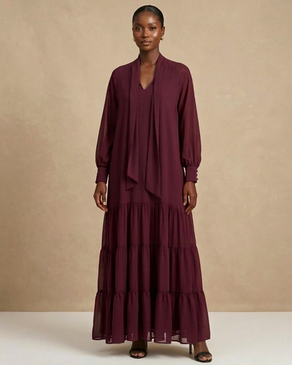 Palesa Tiered Maxi Dress - Maroon
