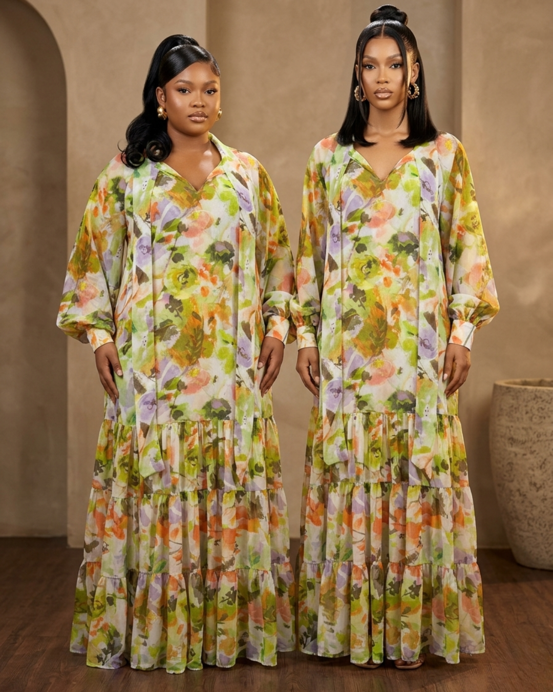 Palesa Tiered Maxi Dress - Floral Print