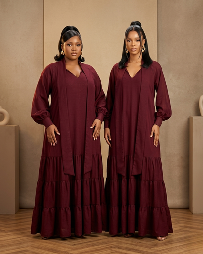 Palesa Tiered Maxi Dress - Maroon