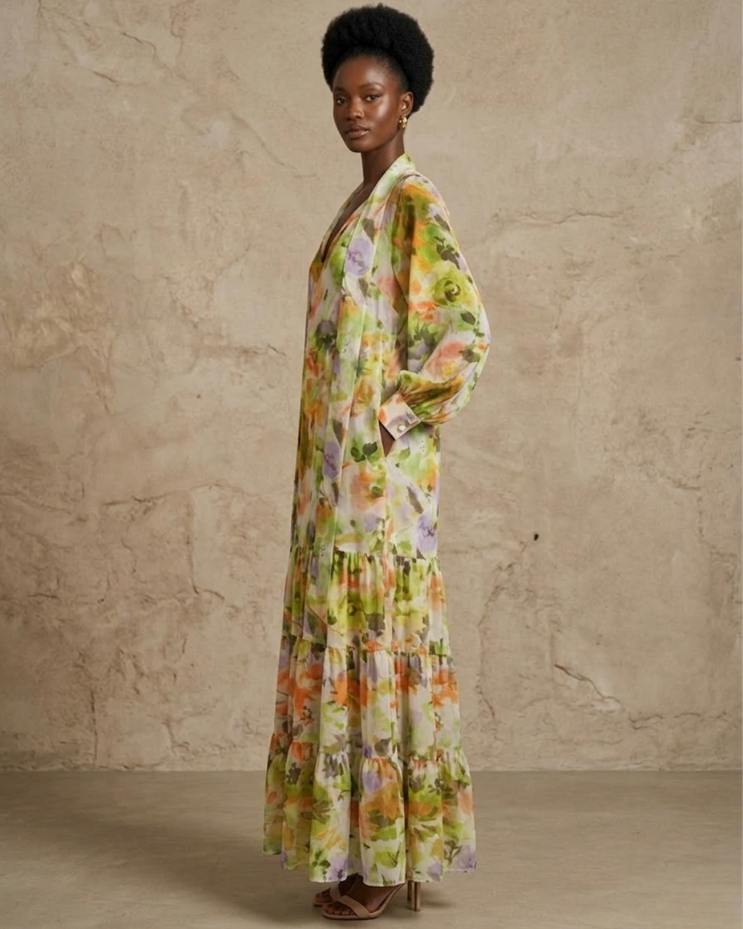 Palesa Tiered Maxi Dress - Floral Print