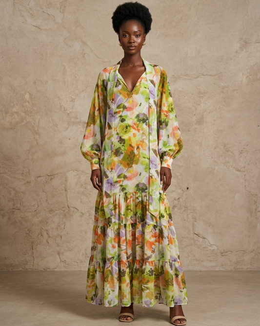 Palesa Tiered Maxi Dress - Floral Print