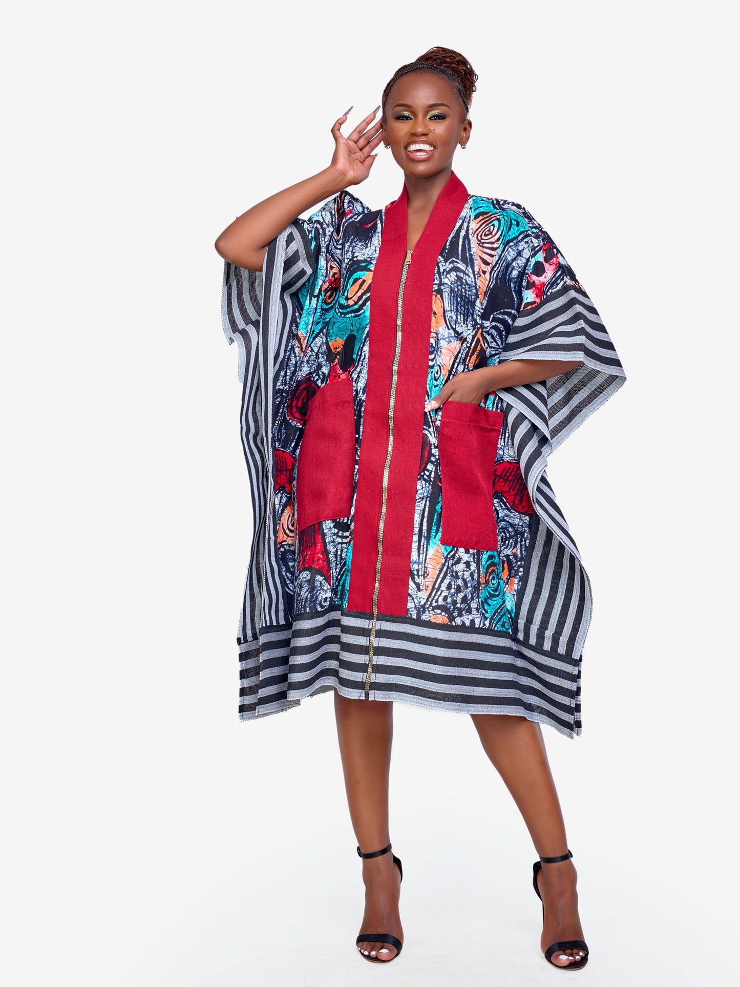 Sade Kimono - Maroon Print