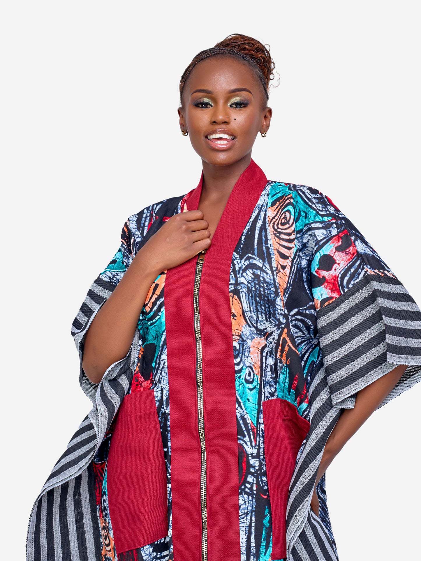 Sade Kimono - Maroon Print