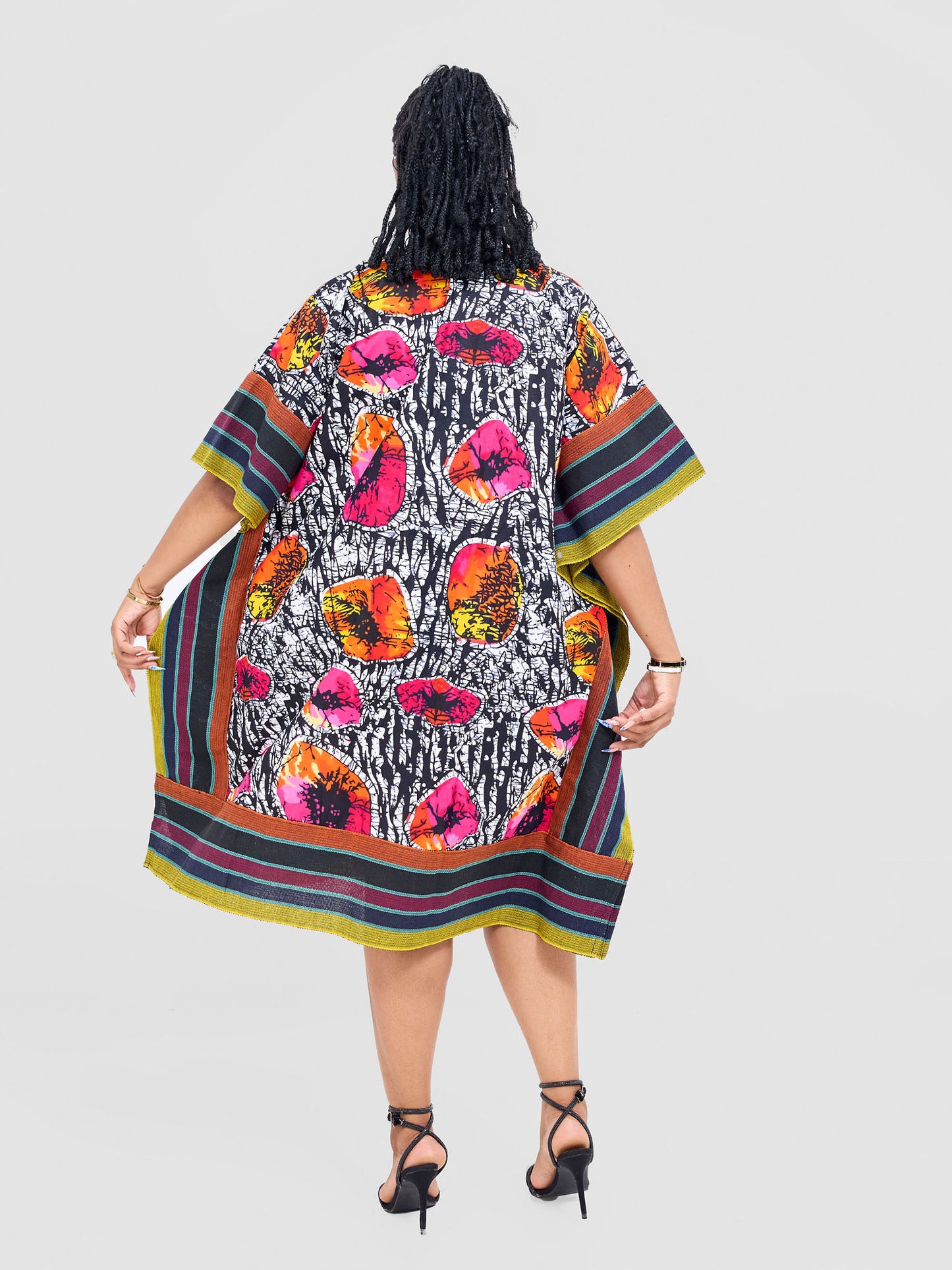 Sade Kimono - Multicolored Orange and Pink print