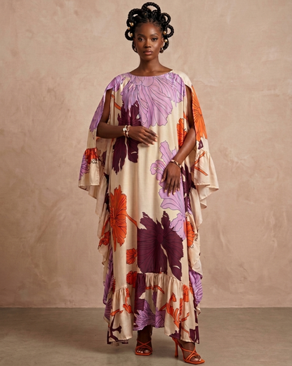 Thulani Ruffled Kaftan - Floral Print