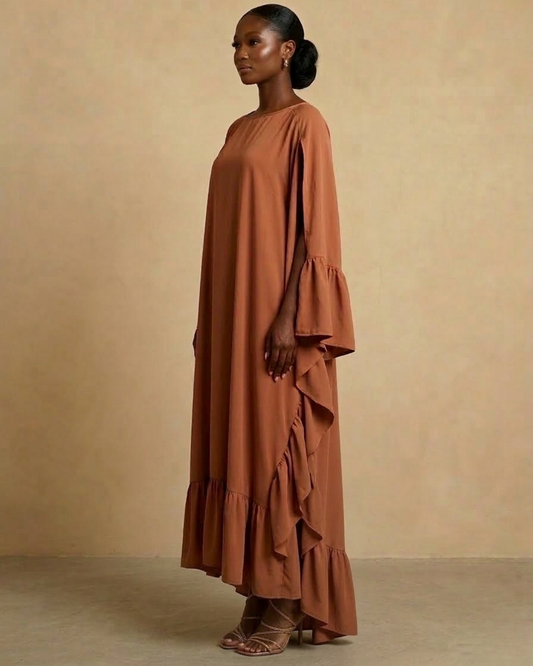 Thulani Ruffled Kaftan - Peach