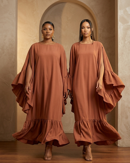 Thulani Ruffled Kaftan - Peach