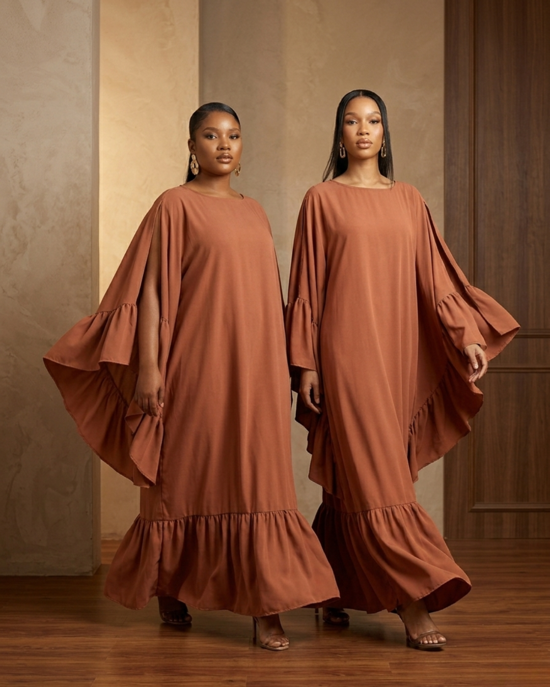 Thulani Ruffled Kaftan - Peach