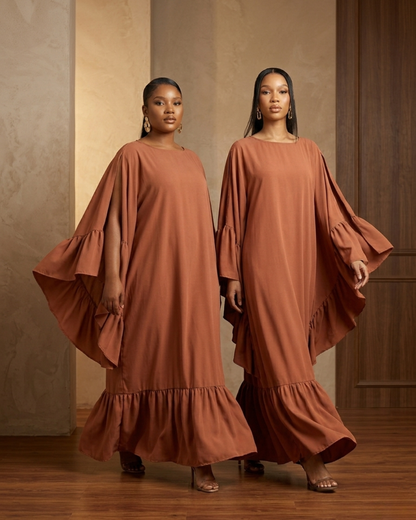 Thulani Ruffled Kaftan - Peach