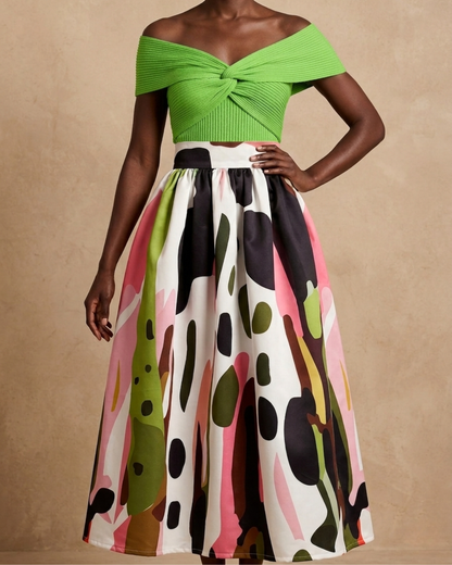 Tumelo Gathered Maxi Skirt - Multicoloured Print