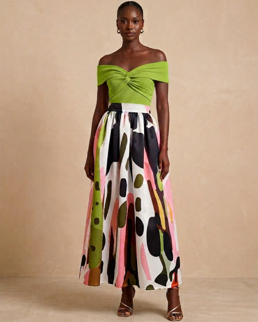 Tumelo Gathered Maxi Skirt - Multicoloured Print