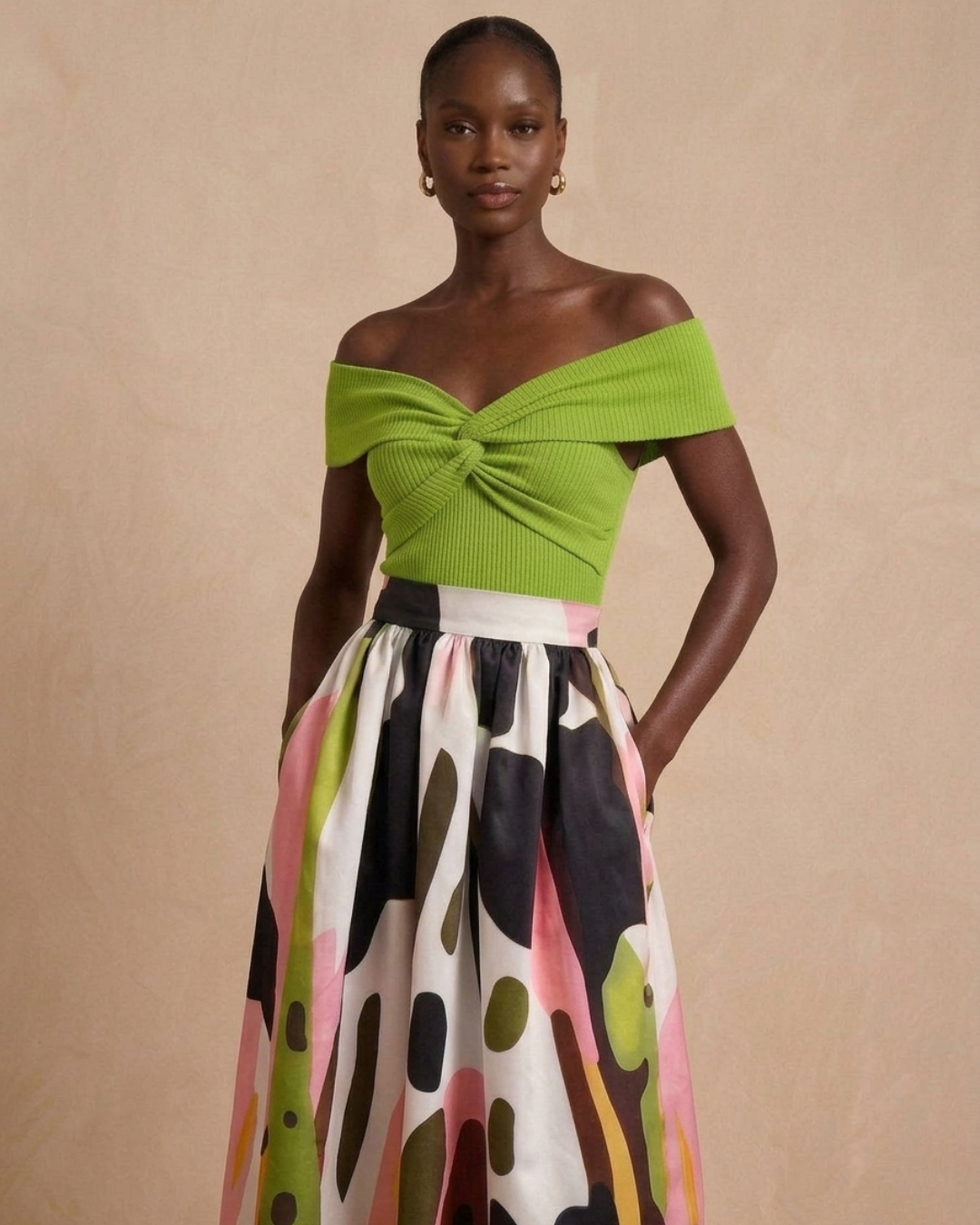 Tumelo Gathered Maxi Skirt - Multicoloured Print