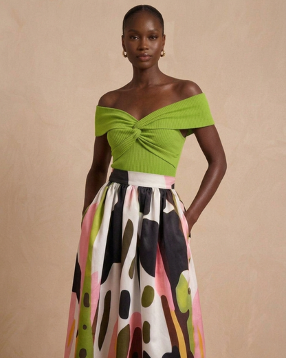 Tumelo Gathered Maxi Skirt - Multicoloured Print