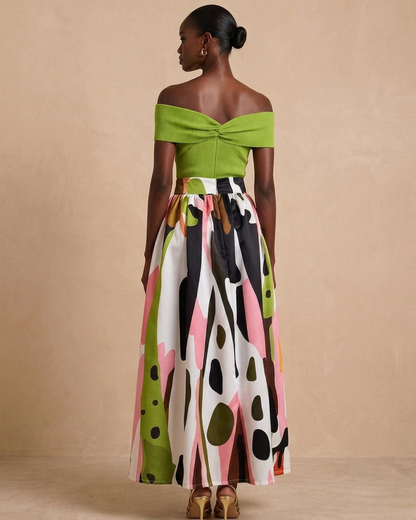 Tumelo Gathered Maxi Skirt - Multicoloured Print