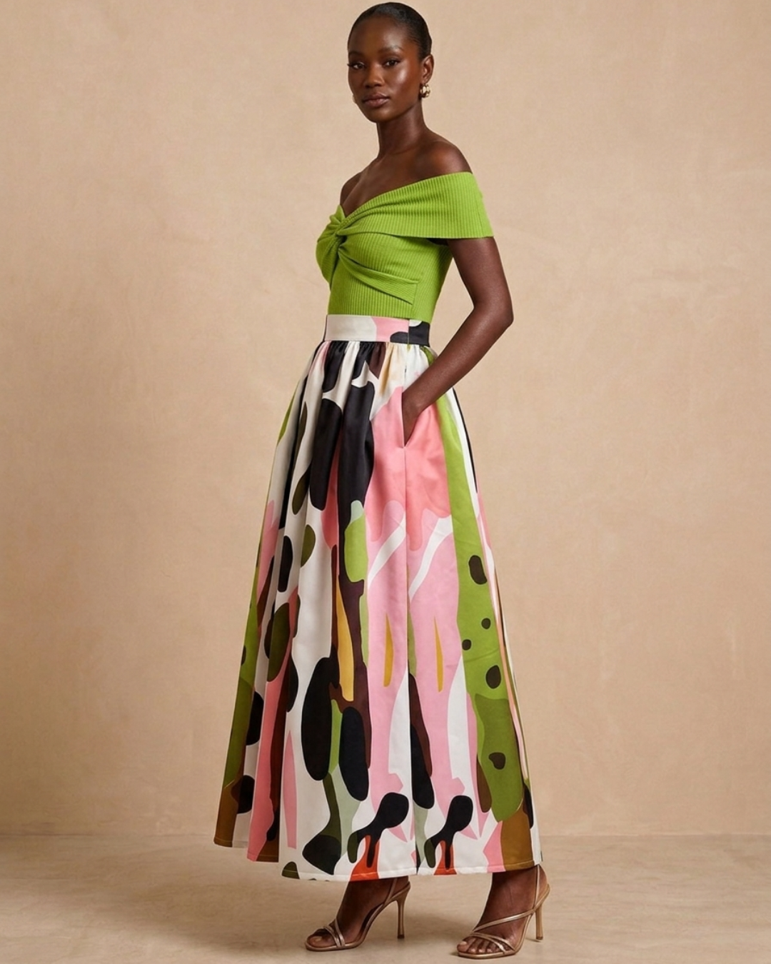 Tumelo Gathered Maxi Skirt - Multicoloured Print
