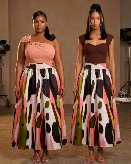 Tumelo Gathered Maxi Skirt - Multicoloured Print