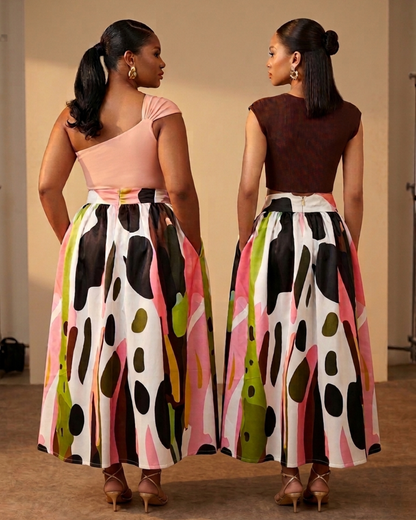 Tumelo Gathered Maxi Skirt - Multicoloured Print