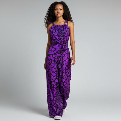Zenani Ankara Jumpsuit - Purple & Black