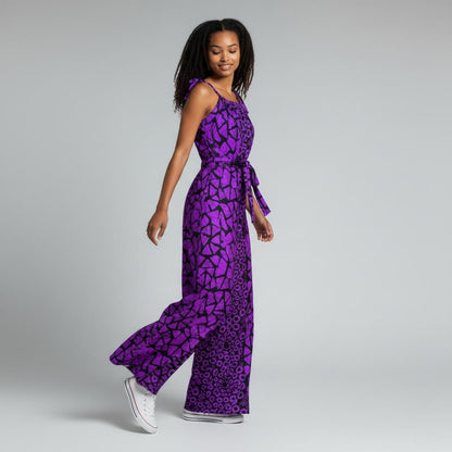 Zenani Ankara Jumpsuit - Purple & Black