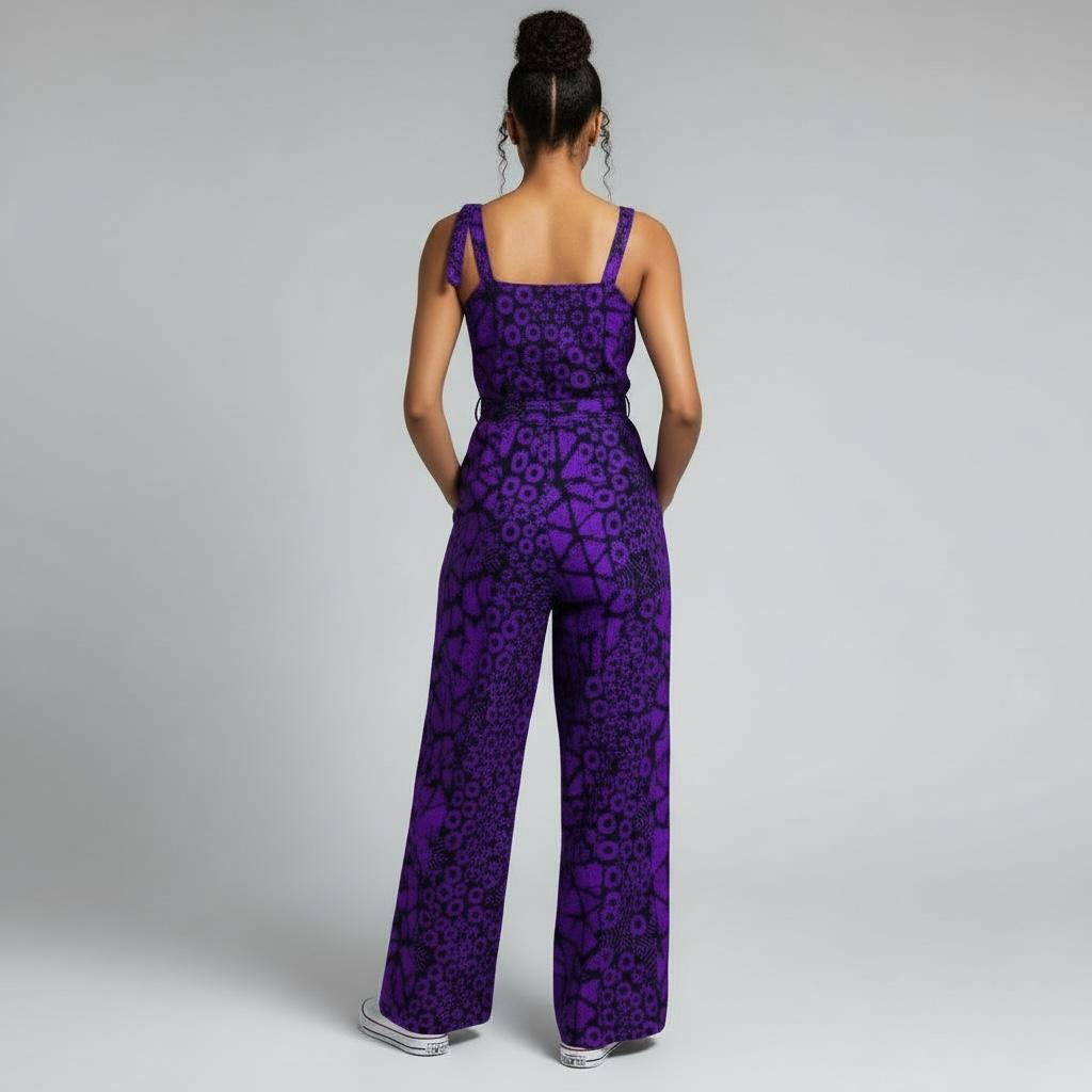 Zenani Ankara Jumpsuit - Purple & Black