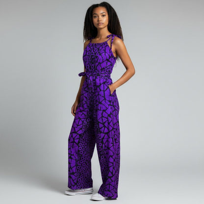 Zenani Ankara Jumpsuit - Purple & Black
