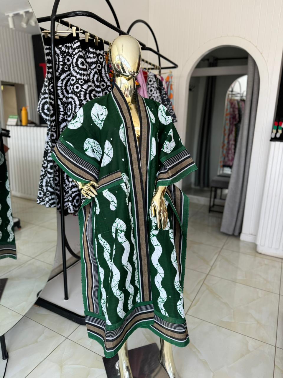 Zinthle Kimono - Green &  White