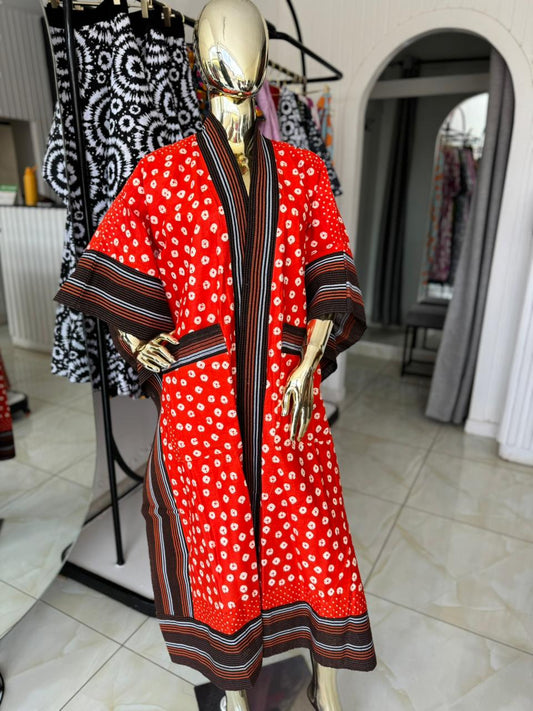 Zinthle Kimono - Red & White