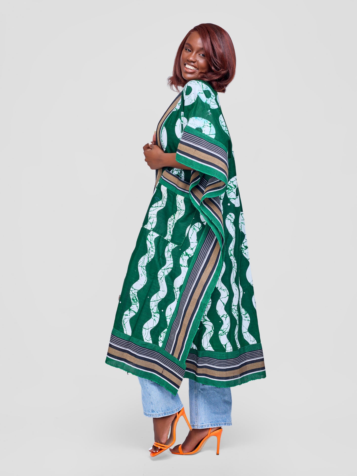 Zinthle Kimono - Green &  White