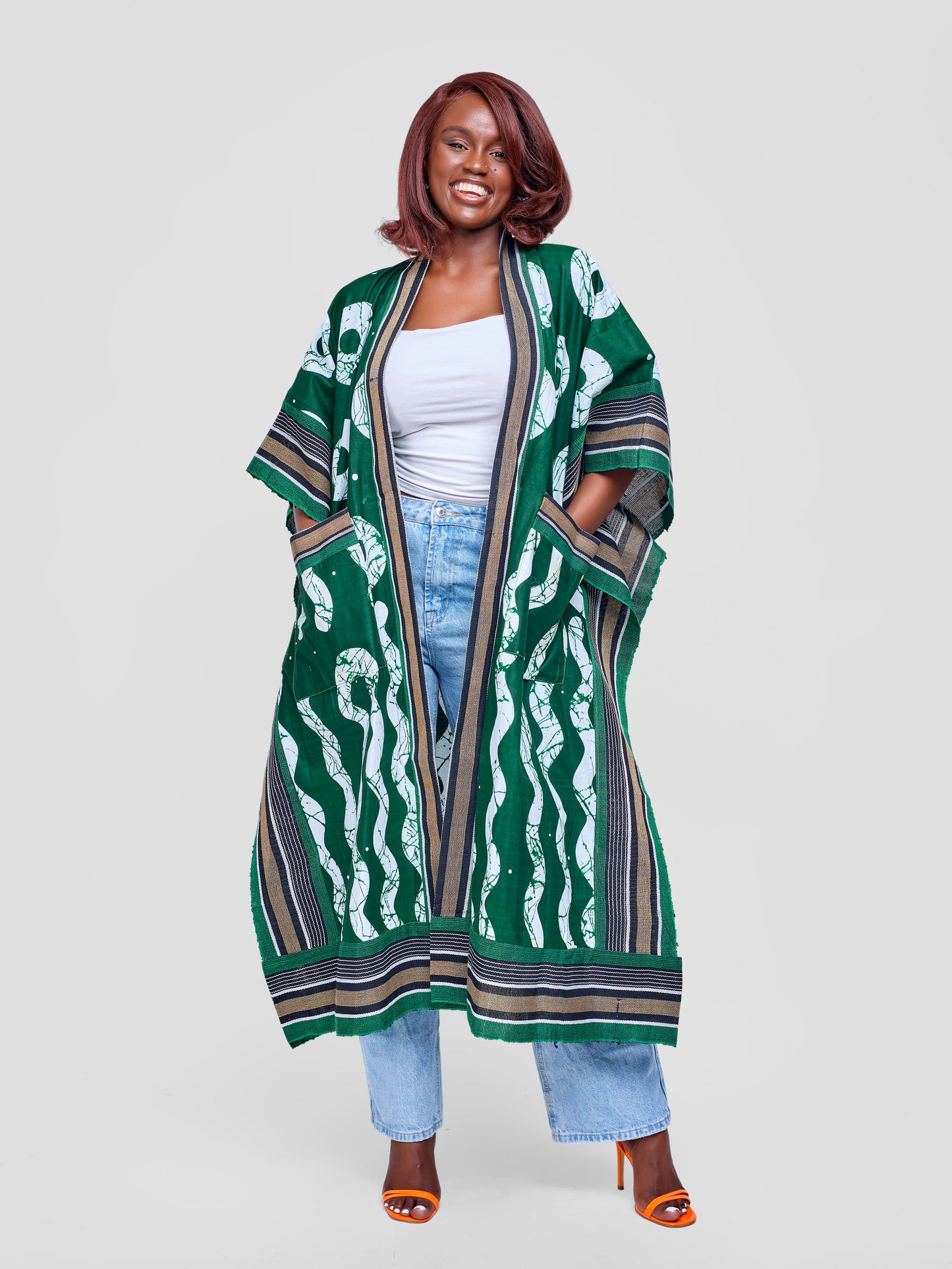 Zinthle Kimono - Green &  White