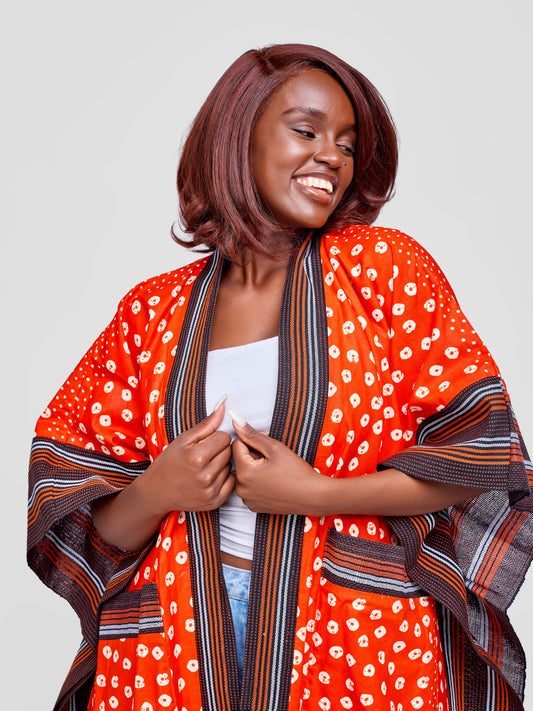 Zinthle Kimono - Red & White