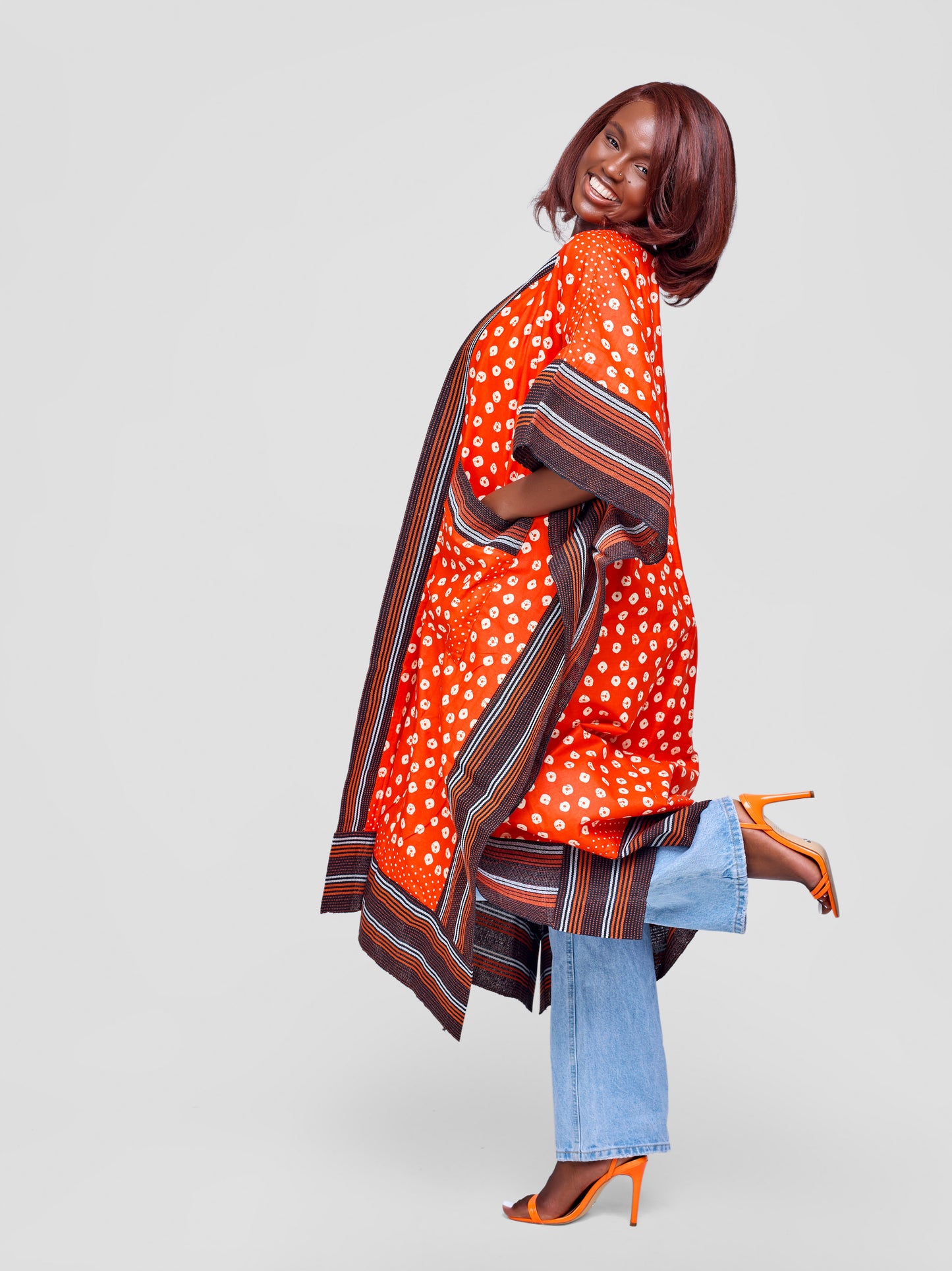 Zinthle Kimono - Rust & White