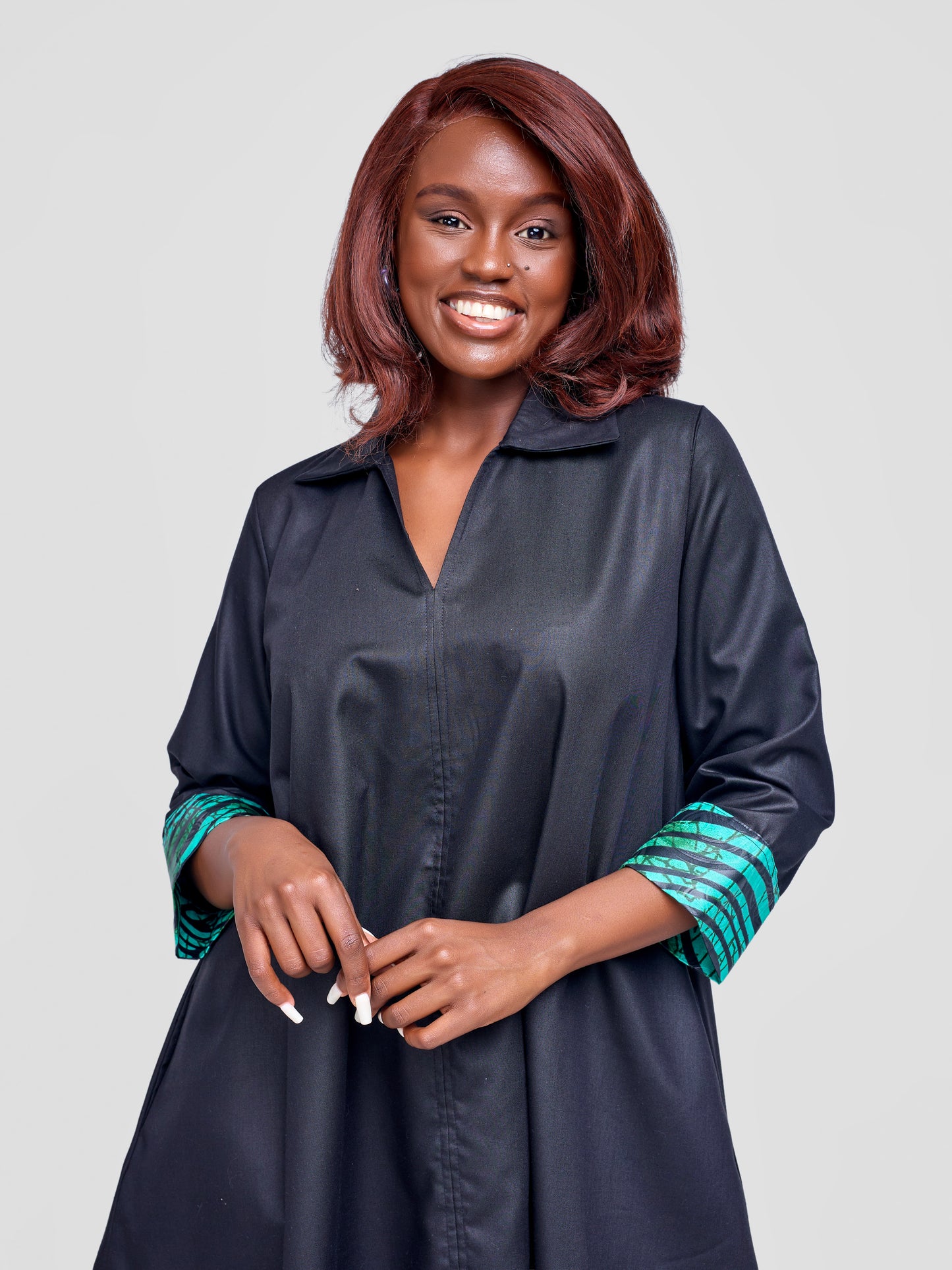 Zuri Shift Dress - Black & Teal