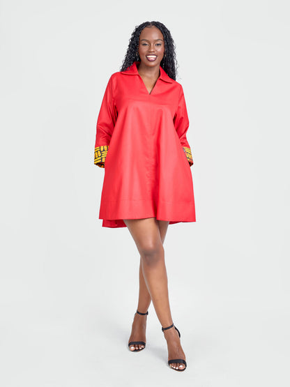 Zuri Shift Dress - Red